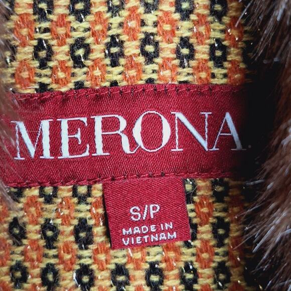 Retro Penny Lane Coat Merona Fur Collar 60s Style Mod Wool Blend Women's Small - Picture 4 of 15